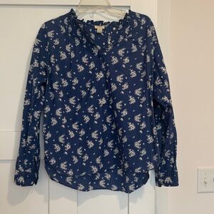 J. Crew Navy Floral Blouse
